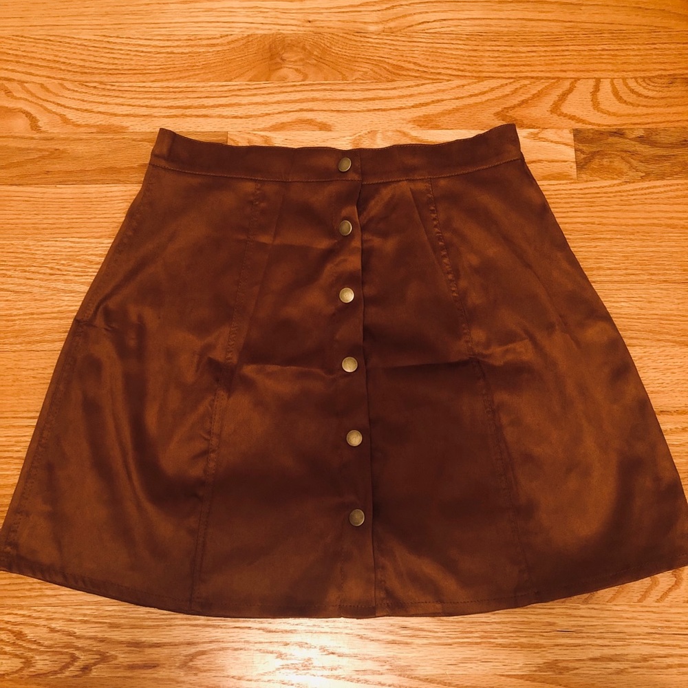 Button-up Brown Suede Skirt